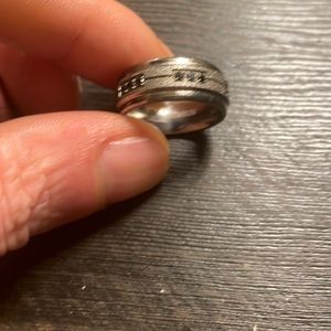 Titanium silver ring 18 stones onyx. Set in a brushed silver with solid accents.